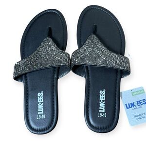 Lukees Women’s Black‎ Sandals with Silver Accents